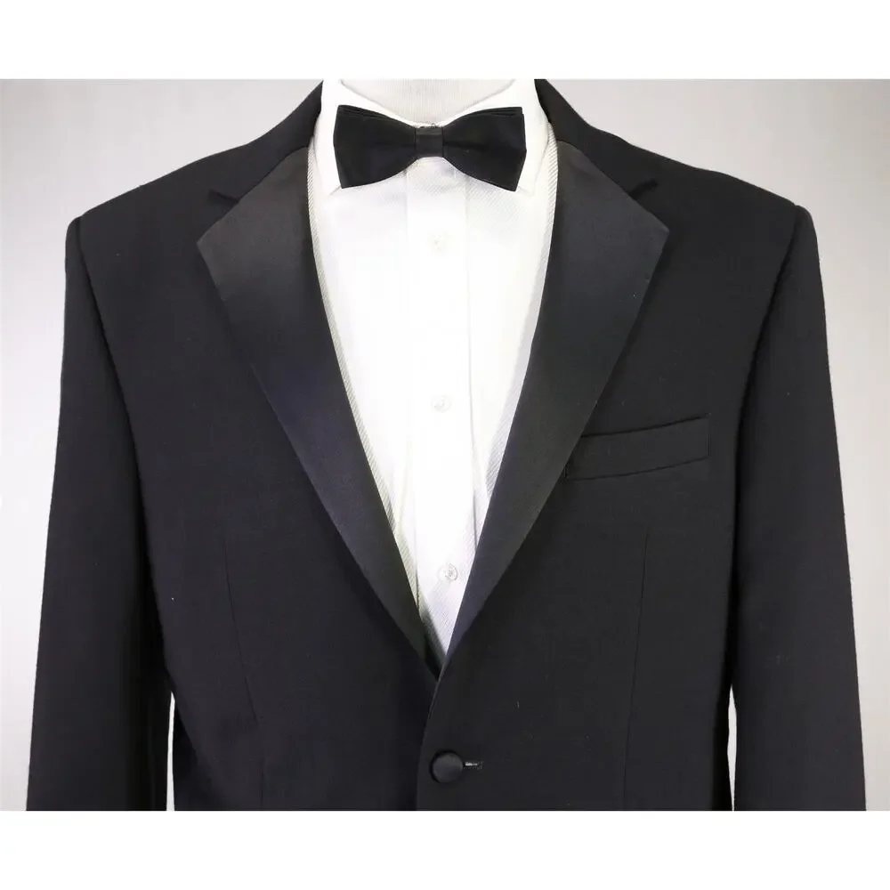 Jos A Bank Black 1-Btn Formal Tuxedo Wedding Slim Fit Suit 40S